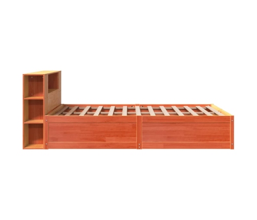 Cama sin colchón madera maciza pino marrón cera 150x200 cm