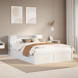 Estructura de cama sin colchón madera de pino blanca 120x200 cm
