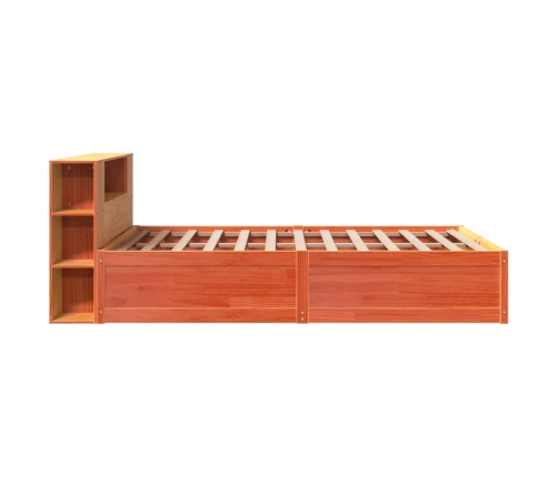 Cama sin colchón madera maciza de pino marrón cera 120x200 cm