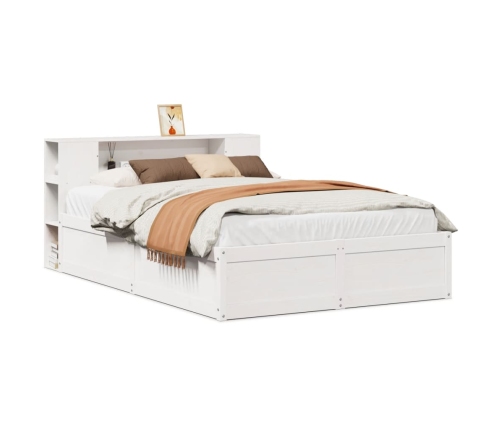 Estructura de cama sin colchón madera de pino blanca 140x190 cm