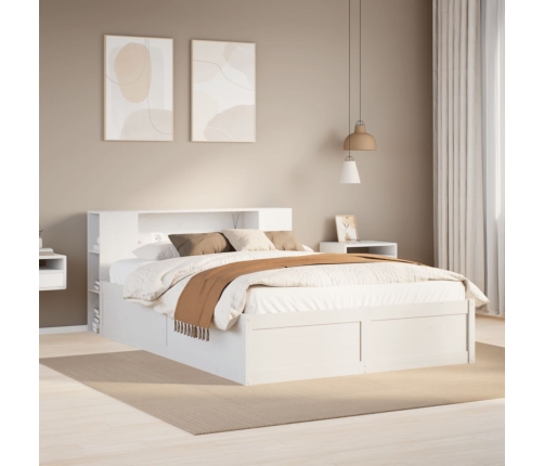 Estructura de cama sin colchón madera de pino blanca 140x190 cm