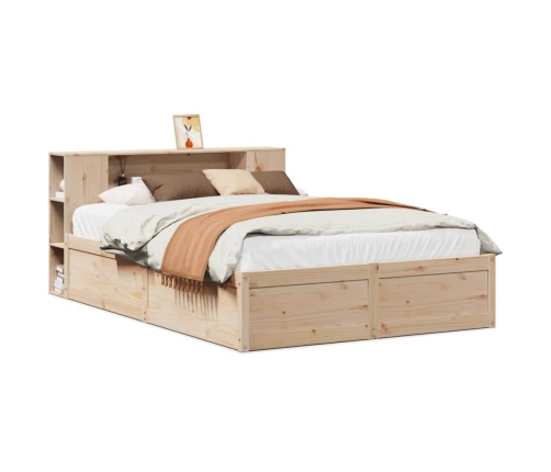 Estructura de cama sin colchón madera maciza de pino 135x190 cm