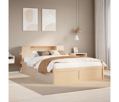 Estructura de cama sin colchón madera maciza de pino 135x190 cm