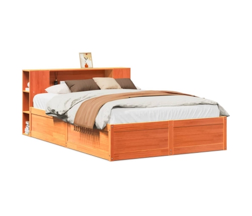 Estructura de cama sin colchón madera maciza marrón 135x190 cm