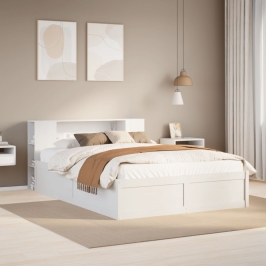 Estructura de cama sin colchón madera maciza blanca 120x190 cm