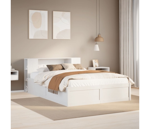 Estructura de cama sin colchón madera maciza blanca 120x190 cm