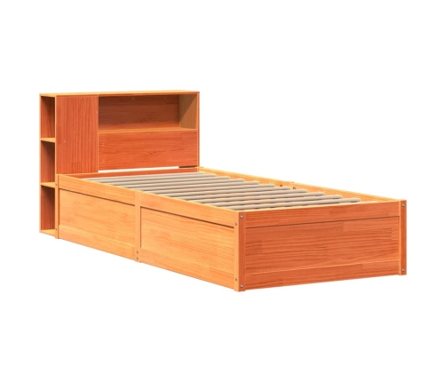 Cama sin colchón madera maciza de pino marrón cera 100x200 cm