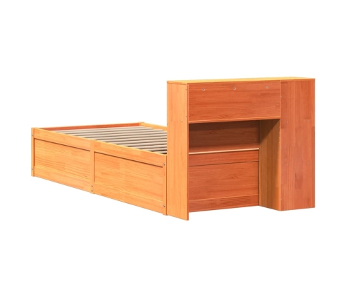 Cama sin colchón madera maciza de pino marrón cera 100x200 cm