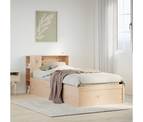 Estructura de cama sin colchón madera maciza de pino 90x190 cm