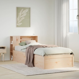 Estructura de cama sin colchón madera maciza pino 75x190 cm
