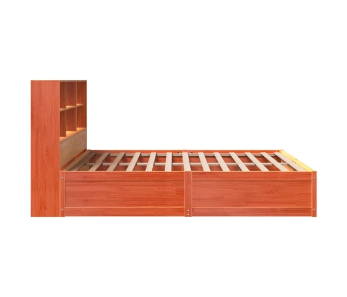 Cama sin colchón madera maciza de pino marrón cera 200x200 cm