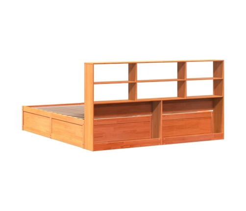 Cama sin colchón madera maciza de pino marrón cera 200x200 cm