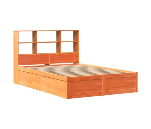 Cama sin colchón madera maciza de pino marrón cera 160x200 cm