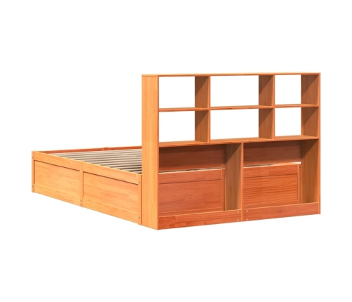 Cama sin colchón madera maciza de pino marrón cera 160x200 cm