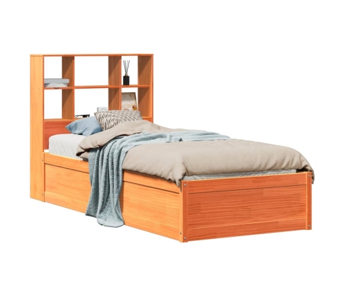 Cama sin colchón madera maciza de pino marrón cera 100x200 cm