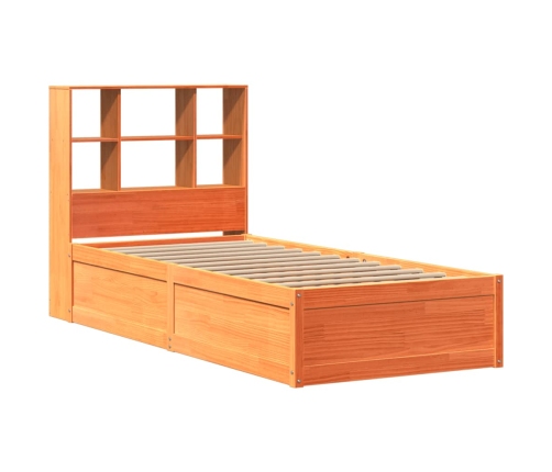 Cama sin colchón madera maciza de pino marrón cera 100x200 cm