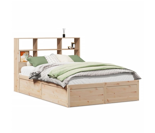 Estructura de cama sin colchón madera maciza de pino 140x190 cm