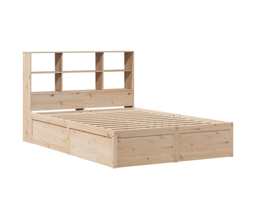 Estructura de cama sin colchón madera maciza de pino 140x190 cm