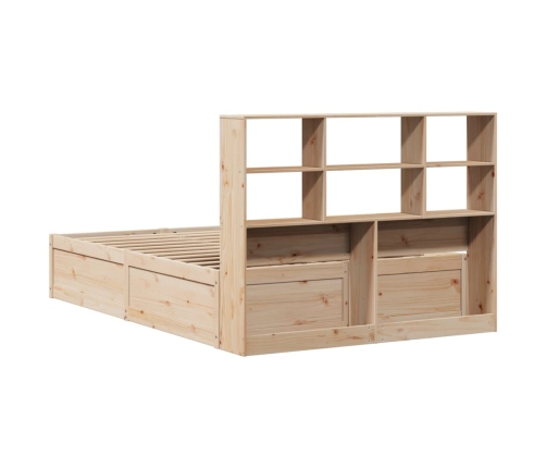 Estructura de cama sin colchón madera maciza de pino 140x190 cm