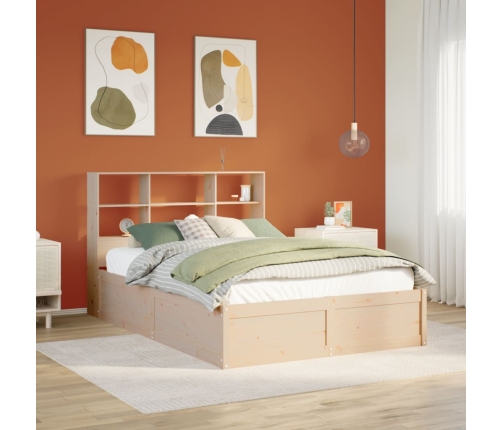 Estructura de cama sin colchón madera maciza de pino 140x190 cm