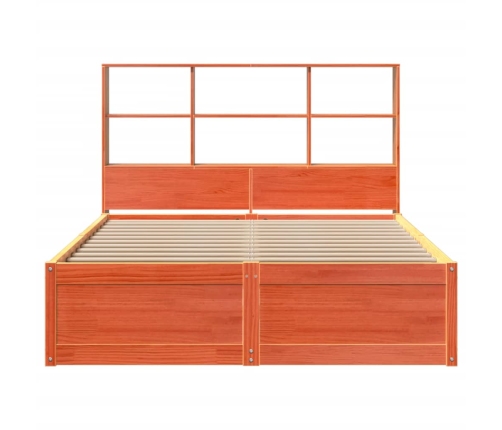 Cama sin colchón madera maciza de pino marrón cera 140x190 cm