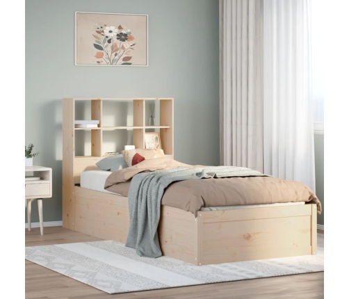 Estructura de cama sin colchón madera maciza pino 75x190 cm