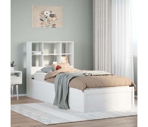 Estructura de cama sin colchón madera maciza blanca 75x190 cm