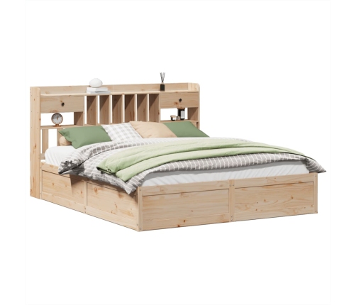 Estructura de cama sin colchón madera maciza de pino 200x200 cm