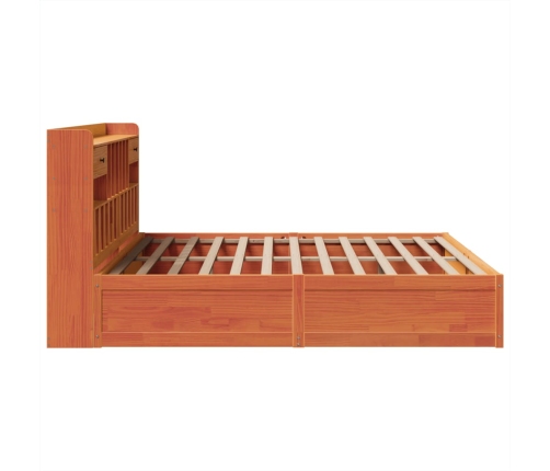 Cama sin colchón madera maciza de pino marrón cera 200x200 cm