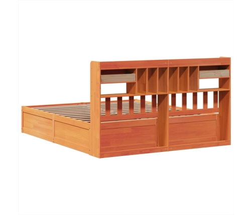 Cama sin colchón madera maciza de pino marrón cera 200x200 cm