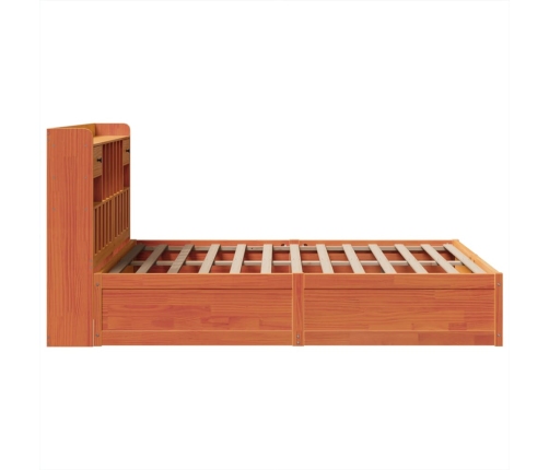 Cama sin colchón madera maciza de pino marrón cera 160x200 cm