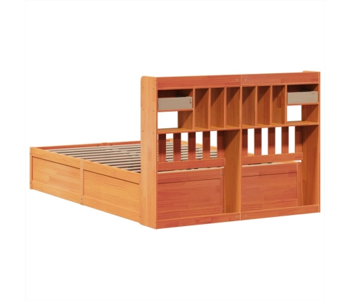 Cama sin colchón madera maciza de pino marrón cera 160x200 cm