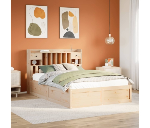 Estructura de cama sin colchón madera de pino blanca 140x200 cm