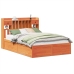 Cama sin colchón madera maciza de pino marrón cera 140x200 cm