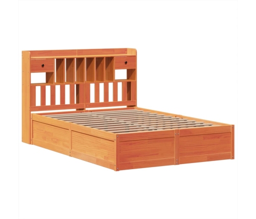 Cama sin colchón madera maciza de pino marrón cera 140x200 cm