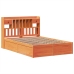 Cama sin colchón madera maciza de pino marrón cera 140x200 cm
