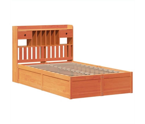 Cama sin colchón madera maciza de pino marrón cera 120x200 cm