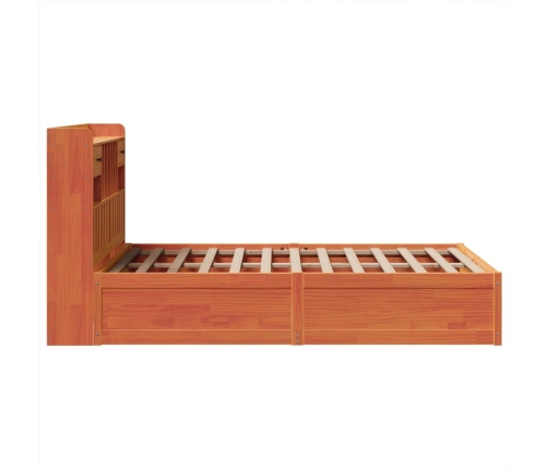 Cama sin colchón madera maciza de pino marrón cera 120x200 cm