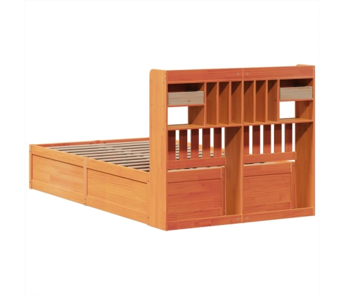 Cama sin colchón madera maciza de pino marrón cera 120x200 cm