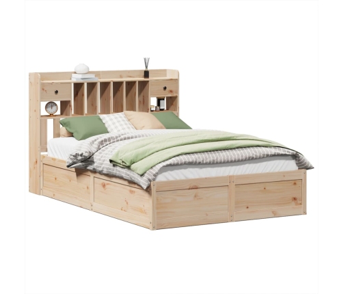 Estructura de cama sin colchón madera maciza de pino 140x190 cm