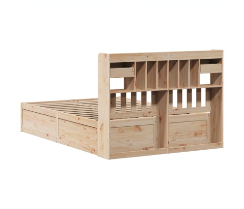 Estructura de cama sin colchón madera maciza de pino 140x190 cm