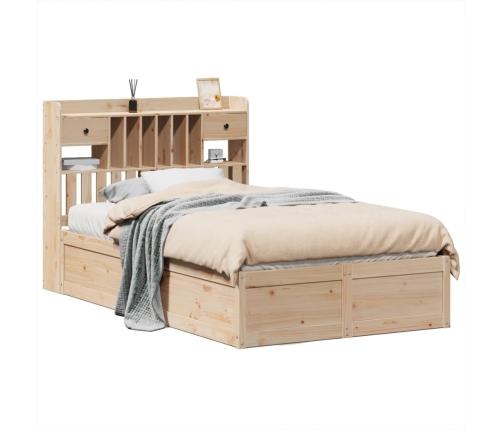 Estructura de cama sin colchón madera maciza de pino 135x190 cm