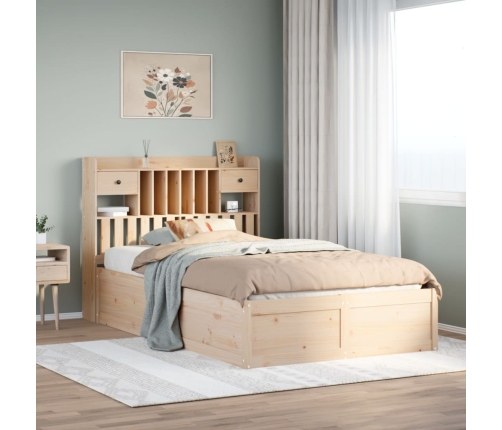 Estructura de cama sin colchón madera maciza de pino 135x190 cm