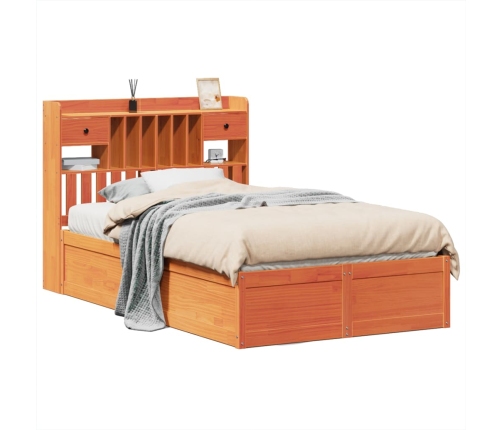 Estructura de cama sin colchón madera maciza marrón 135x190 cm