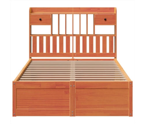 Estructura de cama sin colchón madera maciza marrón 135x190 cm