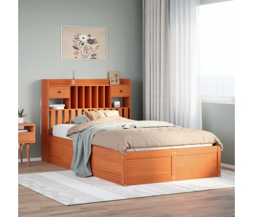 Estructura de cama sin colchón madera maciza marrón 135x190 cm
