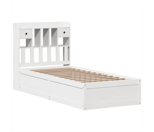 Estructura de cama sin colchón madera maciza blanca 90x190 cm