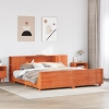 Cama sin colchón madera maciza de pino marrón cera 200x200 cm