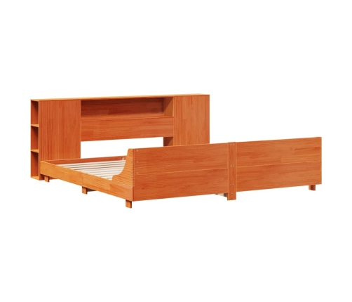 Cama sin colchón madera maciza de pino marrón cera 180x200 cm