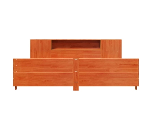 Cama sin colchón madera maciza de pino marrón cera 180x200 cm